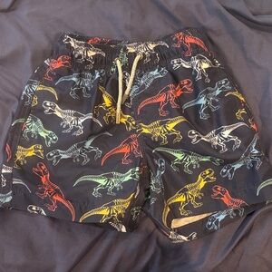 Dinosaur Print Kids Swim Rashguard Shorts